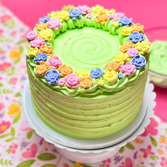 Spring Floral Buttercream Cake with Satin Ice
